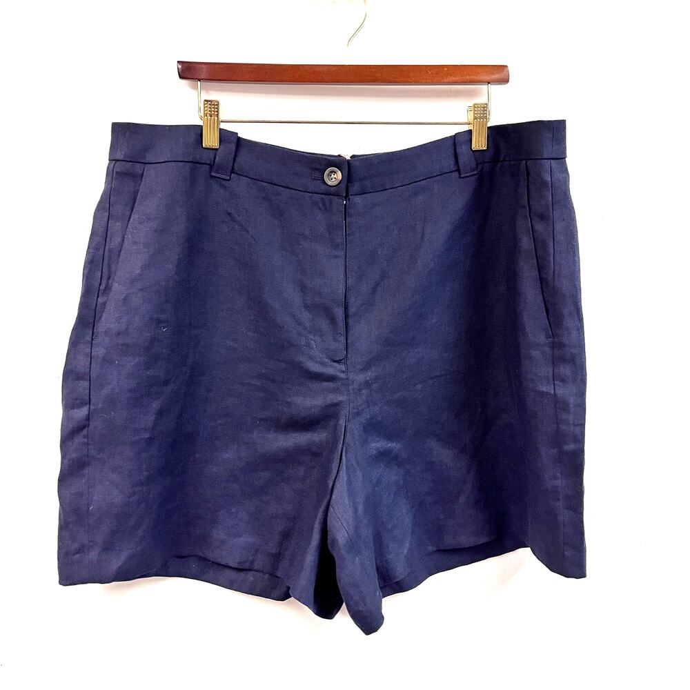 Women's Boden Westbourne Linen shorts flat front navy blue NWT sz16/18